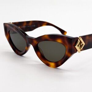 NEW FE40146I 53N FENDI WOMEN CAT EYE HAVANA SUNGLASSES FENDI